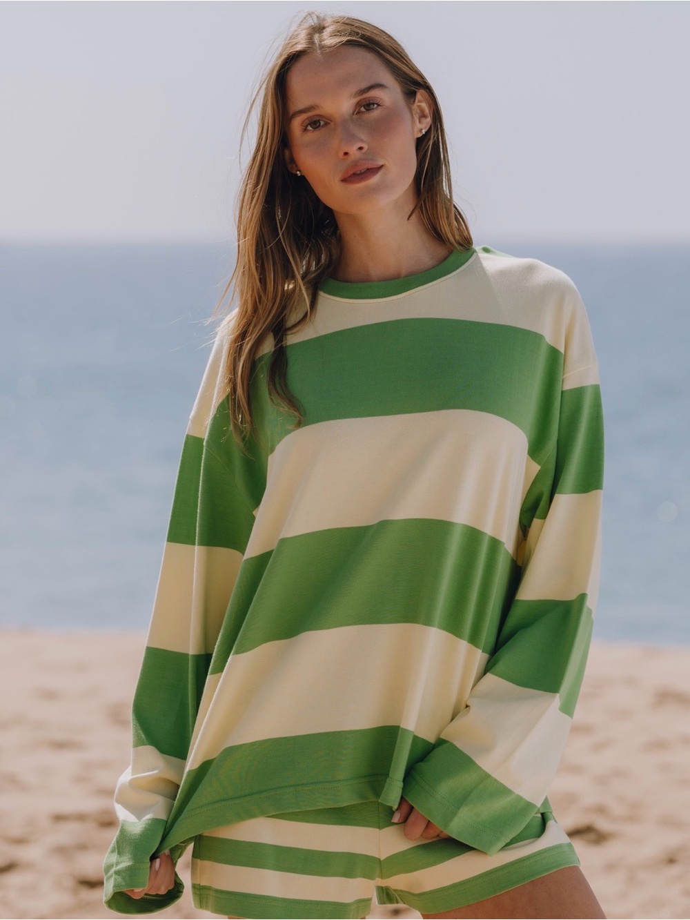 NWT Daily Drills Oversized Long Sleeve - Lucky + Lemonade Stripe XS/S